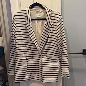Joie Navy and White Striped Blazer size XL